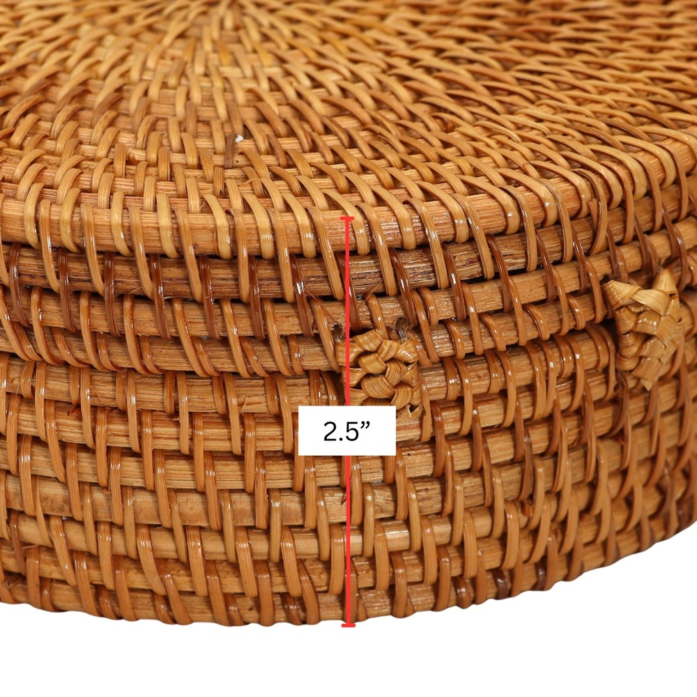 Rattan Crossbody Bag Circular Women Woven Floral Lining Boho Summer Beach Purse - Picture 9 of 9